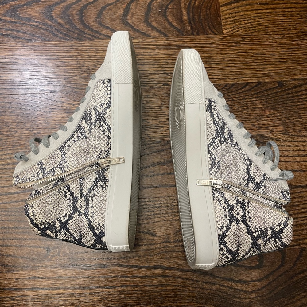 P448 High Top Sneaker Silver Python Snake Leather… - image 3